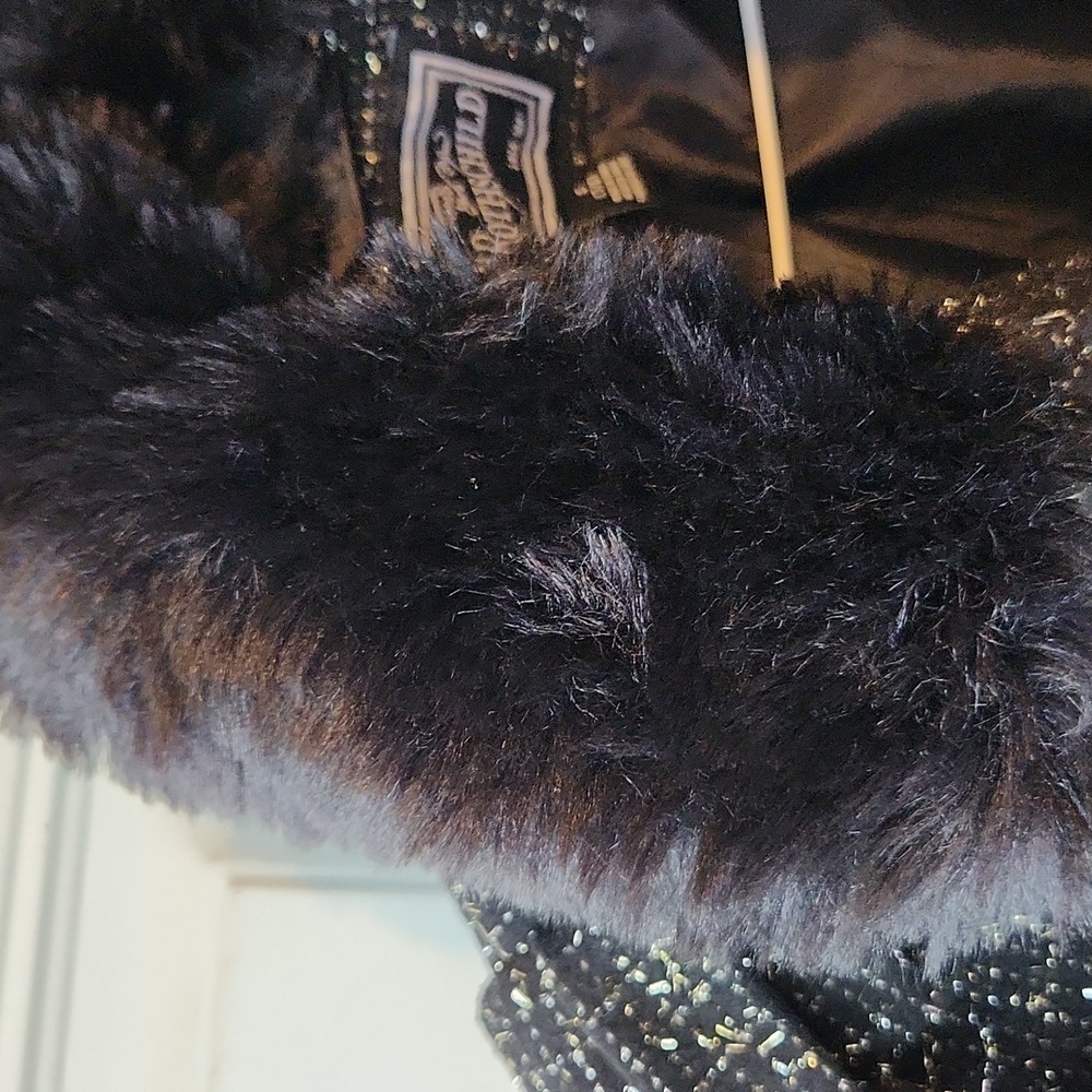 S Rothschild Big Kid Girls Sparkle Black Midweight Coat Size 7/8 - Picture 7 of 10